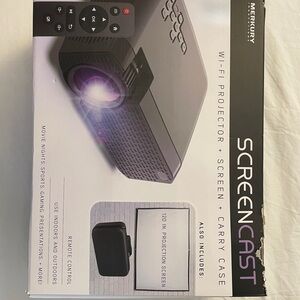 Wi-Fi Projector with Screen and Carry Case - Black